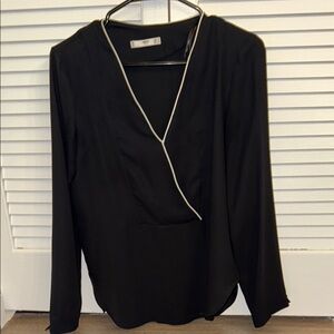 Mango Black Wrap Blouse